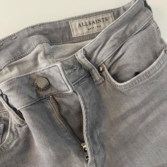 All Saints Mast gray zipper ankle skinny jeans 26 - Picture 4 of 5